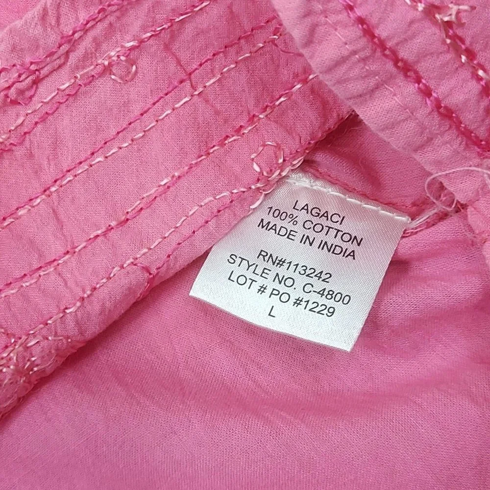 Embroidery Pink Summer Tunic Women's Shirt Tunic Top Dress Kurta 100% Cotton L - Picture 12 of 16